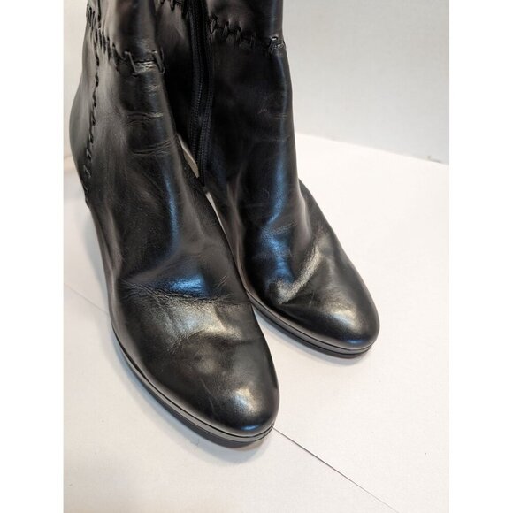 Antonio Melani Y2K Dixie Black Leather Heeled Boots Booties 10 Witchy Gothic - Picture 7 of 11